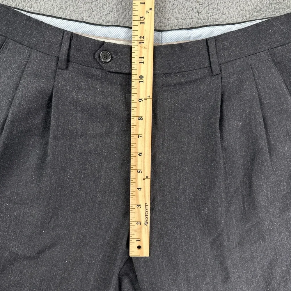 Enzo Mantovani Zignone Dress Pants Men 34x29 Black Wool Cashmere Pleated Italy